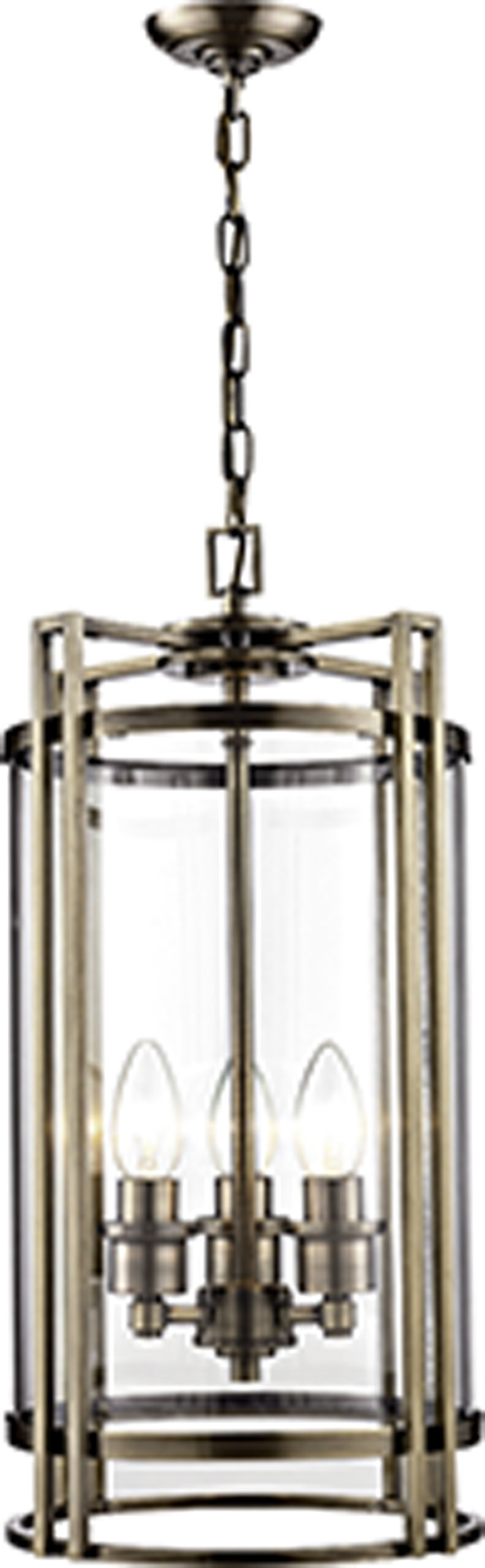 IL31092  Eaton Glass Pendant 3 Light Antique Brass